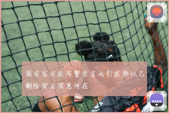 国安官方发布警示言论引发热议已删除背后深意何在
